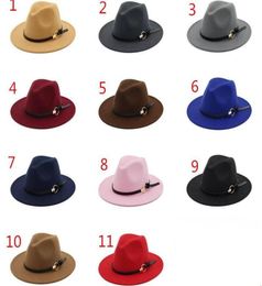 New Fashion felt jazz hats Classic TOP hats for men women Elegant Solid felt Fedora Hat Band Wide Flat Brim Stylish Panama Caps6694069