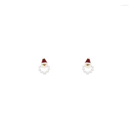 Stud Earrings Autumn And Winter Santa Claus Women's Pearl Without Pierced Mosquito Coil Ear Clip High-Grade