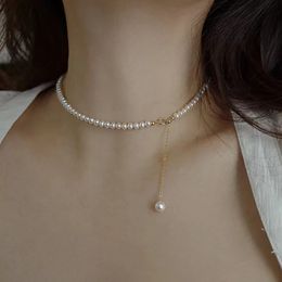 Real 18K Gold All Natural Freshwater Pearl Necklace Au750 Adjustable Collar Chain Fashion Holiday Gift For Women x0027 231225