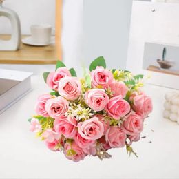 Decorative Flowers Artificial Plastic Flower Branches Korean Style Exquisite Rose Bouquet For Home Wedding Decor 10 Forks