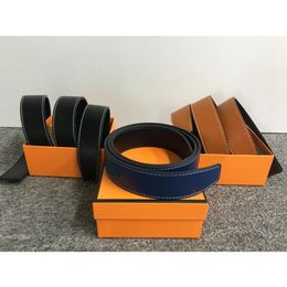 men and women belts golden Silver Hbuckle Belt With Fashion Big Letters Buckle Leather Top High Quality 7 colors 3 8cm small box333P