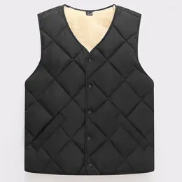 Men's Vests Autumn And Winter Middle Old Age Down Cotton Vest Warm Short Horse Jacket Sweetheart Plush Thickened Tank Top B8