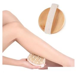 Bath Brushes Sponges Scrubbers Body Brush For Wet Or Dry Brushing Natural Bristles With Mas Nodes Gentle Exfoliating Imp Circatio Dhvtr