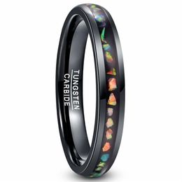 Tungsten Carbide Ring Crushed Fire Opal Men Women Black Dome Wedding Ring Comfortable Fit Tungsten Steel Ring 210924282e