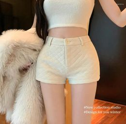 Women's Shorts Hsa Thickened Warm Argyle White Casual Sexy Thick Pants High Waist Straight Slim Boot