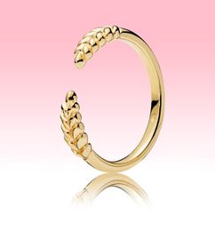 Yellow gold plated Open Grains Ring Women Men's Fashion Jewelry with Original box for P Real 925 Silver Rings set High quality5136177