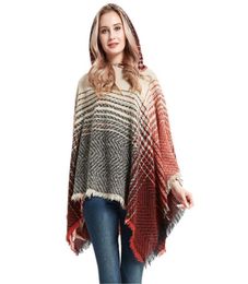 Scarves Design Women Ladies Patchwork Gradient Tassel Cape Coat Fringe Poncho Oblique Stripe Bohemian Shawl Scarf Drop2095029