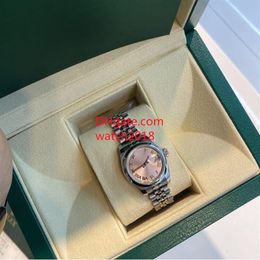 Women Watch 26mm Mechanical Pink Dial Big Magnifier Sapphire Glass Silver Jubilee Steel Bracelet Luxury Watches Original Box Water246D