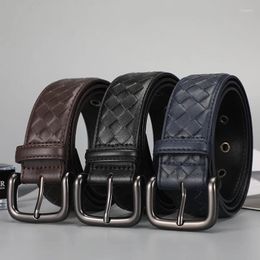 Belts Selling Trend Men's Leather Knitted Belt With Needle Buckle Versatile For Daily Use Casual Business Alloy Light Luxury