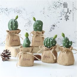 Decorative Flowers Wreaths Artificial Plastic Cactus Succents Prickly Pear Potted Bonsai Eco-Friendly Simation Home Offic Homefavor Dhnoi