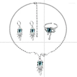 Necklace Earrings Set Fashion Elegant Vintage Eye Pendant Ring For Women