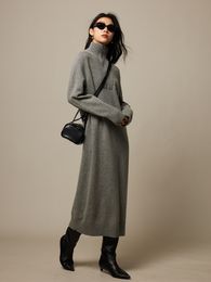 Toteme half zip high necked knitted dress with wool sweater skirt