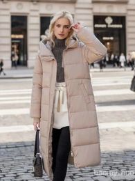 Women's Trench Coats 2024 Winter Long Coat Women Down Jacket Female Cotton Padded Hooded Overcoat Parka Mujer Thick Lady Warm Jackets Top