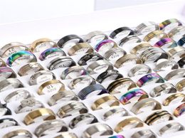 Band Whole 100Pcs lot Fashion Stainless Steel Love Stripe Jewellery For Women Men Mix Style 2211251124955
