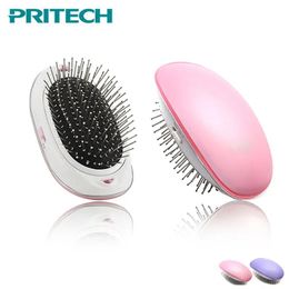 Straighteners Pritech Electric Mini Hair Brush Negative Ionic Hair Straightener Comb Vibration Massage Antistatic Hair Brush Dropshipping