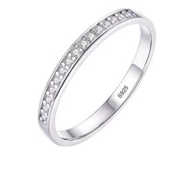 Women Engagement Ring Small Zirconia Diamond Half Eternity Wedding Band Solid 925 Sterling Silver Promise Anniversary Rings R0123356445