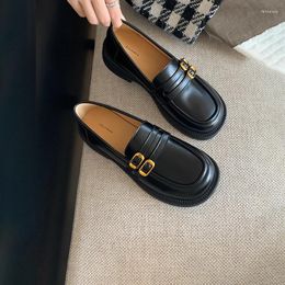 Dress Shoes TOPHQWS Vintage Preppy Style Women Loafers Casual Slip On Designer Platform High Quality PU Leather Round Toe Ladies