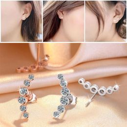 Dangle Earrings Gift Stud Women Jewellery Ear Jewelry 925 Sterling Silver Robover CZ Curve Bar Girl