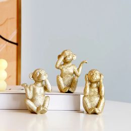 3Pcs Creative Small Animal Statue Desktop Decor Resin Craft Monkey Suit Ornaments Miniature Lovely Figurine 231225