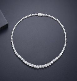 Trendy Lovers Necklace Lab Diamond Cz Stone White Gold Filled chorker Pendant Necklaces for Women Bridal Party Wedding jewelry3143398