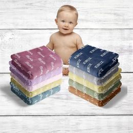 Personalized Name Pattern Blankets for Baby Kids and Adults Mom Customized Solid Color Font Toddler Flannel Blanket 231225