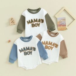 2023 10 05 Lioraitiin 0 18M Baby Boy Sweatshirt Romper Letter Pattern Long Sleeve Jumpsuit for Infant Toddler Fall Outfit 231225