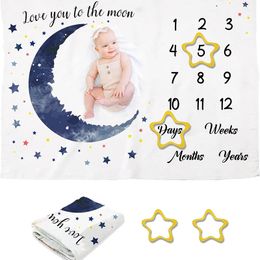 Baby Milestone Blanket Baby Growth Commemorative Photography Blankets Double-sided Flannel Soft Photography Blanket