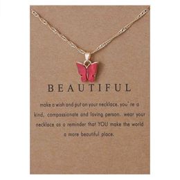 Acrylbutterfly -Anhänger Halskette Konstellation Legierung Anhänger Halskette Kette Schmuck Geschenkkarte für Frauen297K