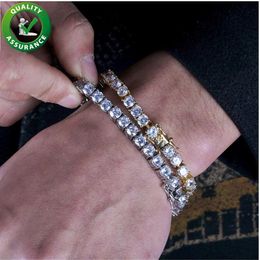 Luxury Designer Jewellery Mens Bracelets Iced Out Chains Diamond Tennis Bracelet Hip Hop Jewellery Men 18K Gold Plated Bangle for Love309J