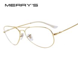 Whole MERRY039S Fashion Men Titanium Eyeglasses Frames Men Titanium Eyeglasses Gold Shield Frame With Glasses 2 Color3054540