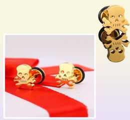 Personalised pirate skull earrings ear plugs Titanium Stainless Steel Rock Hiphop style ear menwomen pierced Stud Earrings80858232746996