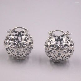 Dangle Earrings Real S925 Sterling Silver Women's Hollow Ball Huggie 20 22MM