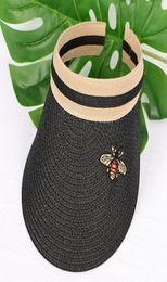 Popular cute bee hats fashion luxury designer summer outdoor beach grass braided casual baseball ball caps for women female3807486