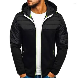 Men's Jackets Men Hooded Jacket Coat Autumn Casual Loose Cardigan Long Sleeve Patchwork Zipper Closure Outwear With Pockets Streetwear