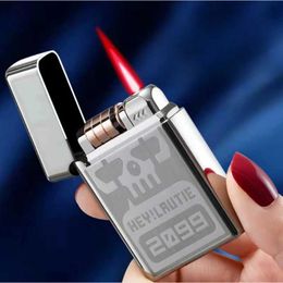 Portable Metal Induction Ignition Cigarette Lighter Men's Boutique Gift Butane No Gas Lighter Windproof Lighter Unusual Lighters