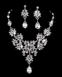 6 Colours women Bling Crystal Bridal Jewellery Set silver diamond Wedding statement necklace Dangle Earrings for bride Bridesmaids Ac3729708