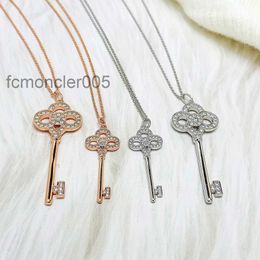 Necklace Jewelry Sterling Silver S925 Full Diamond Crown Key Pendant with Personalized Versatile Keychain HUY5