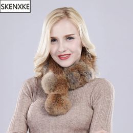 Arrival Women Winter Real Rabbit Fur Scarf Lady Warm Rabbit Fur Scarves Knit 100% Natural Real Rabbit Fur Ring Casual Muffle 231225