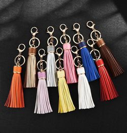 Keychains PU Leather Tassel Keychain Elegant Fashion Trendy Gold Ring Key Chain For Women Bag Car Charms Accessories4389424