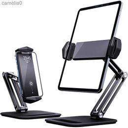 Tablet PC Stands New Tablet Stand Adjustable Folding Holder Aluminium Arm Ergonomic 360 Degree Rotatable For 4-13 inch Tablet and PhoneL231225