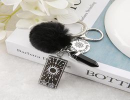 Keyring Tarot Card Sun Resin With Puffer Ball Quartz For Men Women Keychain Trinket Car Key Ring Jewelry Keychains2043915