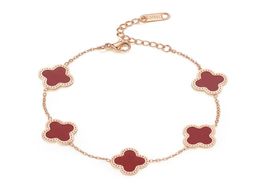 Charm Bracelets Four Leaf Clover Bracelet Fashion Jewelry For Women Men Teen Girls Plated 18K Rose Gold Adjustable Cute Lucky Chri4080385