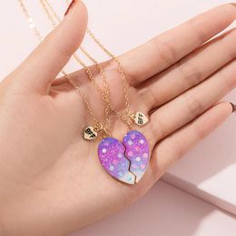 Pendant Necklaces 2Pack Glitter Heart Shaped Girl Friends BFF Necklace Gift Friendship Jewellery