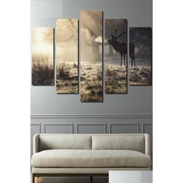 Paintings 5 Pieces Canvas Painting For Living Room Home Decor Winter Deer Posters Hd Prints Wall Art Picture9576957 Drop Delivery Ga Dhs2W