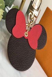 Plaid Mouse Designer Bow Keychains PU Leather Animal Bag Pendant Charm Girls Cars Keyrings Chains Holder Fashion Women Key Ring Je2042978