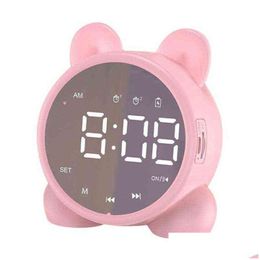 Desk & Table Clocks Cute Cat Bluetooth Speaker Alarm Clock Led Digital Girls Bedside Wake Up Temperature Sn 211112 Drop Delivery Home Dhv8Q