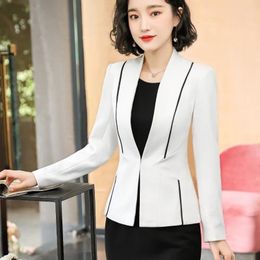 Jackets 2022 White Women Formal Dress Suit Ladies Elegant Business Office Wear Blazer Suits Long Sleeve Blazer Jacket Dresses Plus Size