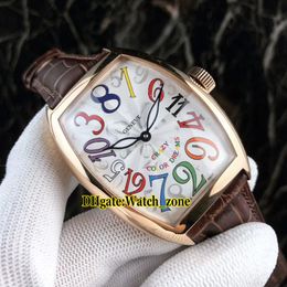 New Crazy Hours 8880 CH 5NE Colour Dreams Automatic White Dial Mens Watch Rose Gold Case Leather Strap Gents Sport Watches351a