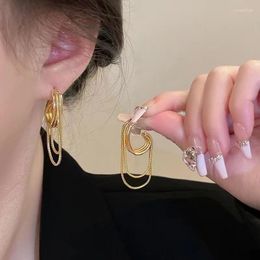 Stud Earrings 925 Silver Needle Tassel Long Chain Geometric Earring For Women Girls Wedding Party Jewellery Gifts Pendientes E1034