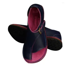Sandals Women's Plus Size 43 Buckle Strap Round Toe Casual Female Flat Shoes Thimble Cover Heel Comfortable Light Sandal